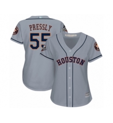 Women's Houston Astros #55 Ryan Pressly Authentic Grey Road Cool Base 2019 World Series Bound Baseball Jersey