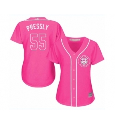 Women's Houston Astros #55 Ryan Pressly Authentic Pink Fashion Cool Base Baseball Jersey
