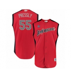 Youth Houston Astros #55 Ryan Pressly Authentic Red American League 2019 Baseball All-Star Jersey