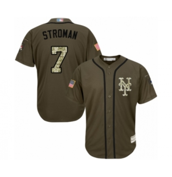 Men's New York Mets #7 Marcus Stroman Authentic Green Salute to Service Baseball Jersey