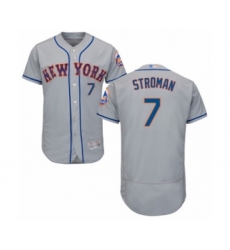 Men's New York Mets #7 Marcus Stroman Grey Road Flex Base Authentic Collection Baseball Jersey