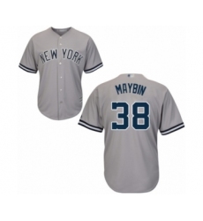 Youth New York Yankees #38 Cameron Maybin Authentic Grey Road Baseball Jersey