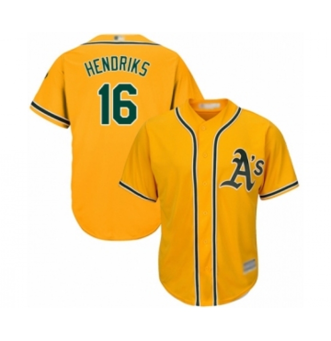 Youth Oakland Athletics #16 Liam Hendriks Authentic Gold Alternate 2 Cool Base Baseball Jersey