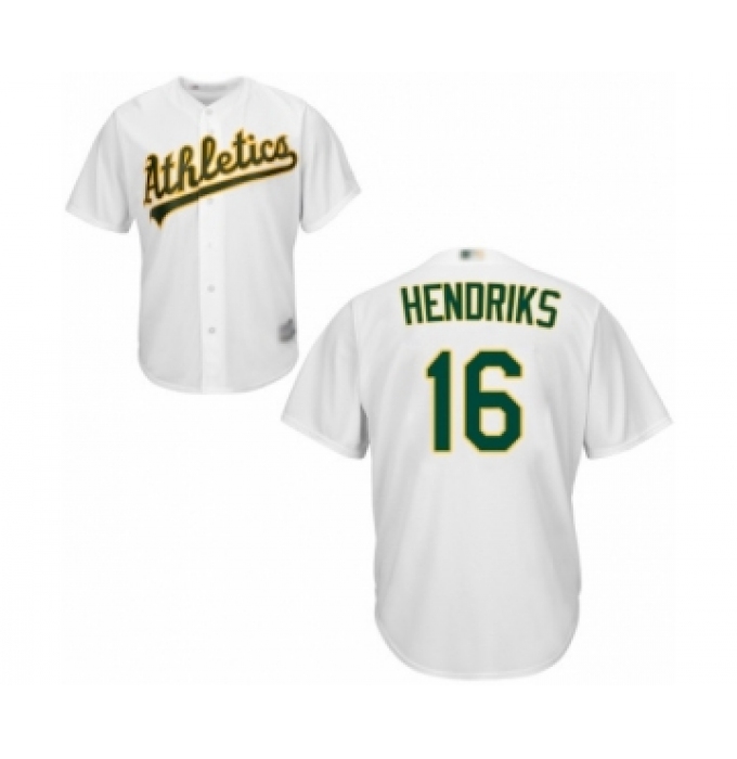Youth Oakland Athletics #16 Liam Hendriks Authentic White Home Cool Base Baseball Jersey
