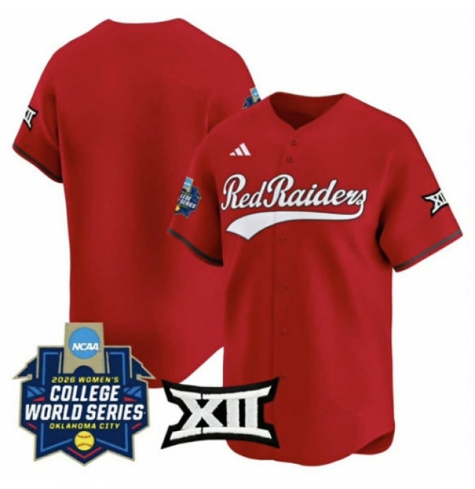Men's Texas Tech Red Raiders Blank Red 2025 World Series Stitched Jersey