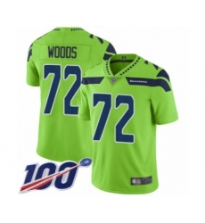 Men's Seattle Seahawks #72 Al Woods Limited Green Rush Vapor Untouchable 100th Season Football Jersey