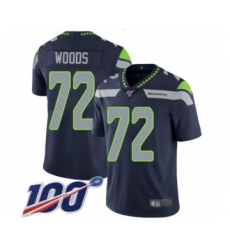 Men's Seattle Seahawks #72 Al Woods Navy Blue Team Color Vapor Untouchable Limited Player 100th Season Football Jersey