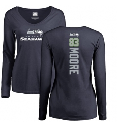 NFL Women's Nike Seattle Seahawks #83 David Moore Navy Blue Backer Long Sleeve T-Shirt