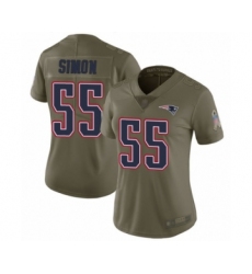 Women's New England Patriots #55 John Simon Limited Olive 2017 Salute to Service Football Jersey