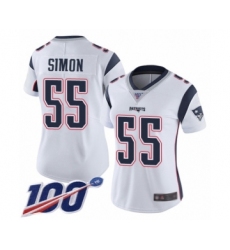 Women's New England Patriots #55 John Simon White Vapor Untouchable Limited Player 100th Season Football Jersey