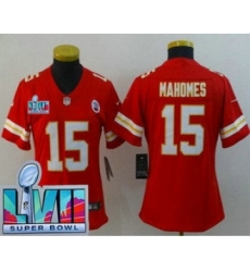 Women's Kansas City Chiefs #15 Patrick Mahomes Limited Red Super Bowl LVII Vapor Jersey