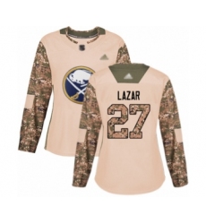 Women's Buffalo Sabres #27 Curtis Lazar Authentic Camo Veterans Day Practice Hockey Jersey
