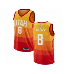 Men's Utah Jazz #8 Emmanuel Mudiay Authentic Orange Basketball Jersey - City Edition