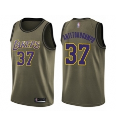 Men's Los Angeles Lakers #37 Kostas Antetokounmpo Swingman Green Salute to Service Basketball Jersey