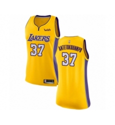 Women's Los Angeles Lakers #37 Kostas Antetokounmpo Authentic Gold Basketball Jersey - Icon Edition