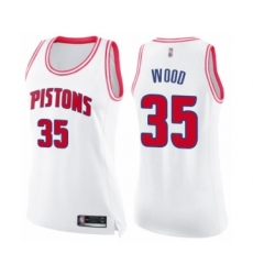 Women's Detroit Pistons #35 Christian Wood Swingman White Pink Fashion Basketball Jersey
