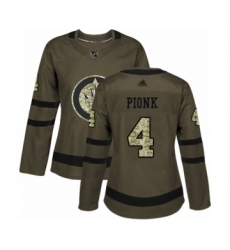 Women's Winnipeg Jets #4 Neal Pionk Authentic Green Salute to Service Hockey Jersey