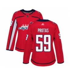 Women's Washington Capitals #59 Aliaksei Protas Authentic Red Home Hockey Jersey
