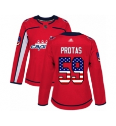 Women's Washington Capitals #59 Aliaksei Protas Authentic Red USA Flag Fashion Hockey Jersey