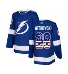 Youth Tampa Bay Lightning #28 Luke Witkowski Authentic Blue USA Flag Fashion Hockey Jersey