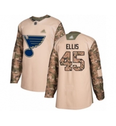 Youth St. Louis Blues #45 Colten Ellis Authentic Camo Veterans Day Practice Hockey Jersey