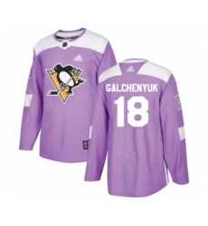 Men's Pittsburgh Penguins #18 Alex Galchenyuk Authentic Purple Fights Cancer Practice Hockey Jersey