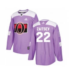 Youth Ottawa Senators #22 Nikita Zaitsev Authentic Purple Fights Cancer Practice Hockey Jersey