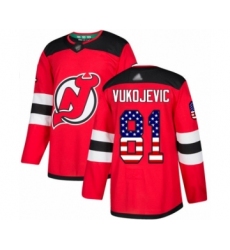 Youth New Jersey Devils #81 Michael Vukojevic Authentic Red USA Flag Fashion Hockey Jersey