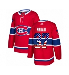 Youth Montreal Canadiens #37 Keith Kinkaid Authentic Red USA Flag Fashion Hockey Jersey