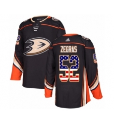 Youth Anaheim Ducks #52 Trevor Zegras Authentic Black USA Flag Fashion Hockey Jersey