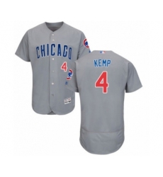 Men's Chicago Cubs #4 Tony Kemp Grey Road Flex Base Authentic Collection Baseball Player Jersey