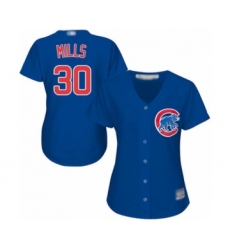 Women's Chicago Cubs #30 Alec Mills Authentic Royal Blue Alternate Cool Base Baseball Player Jersey