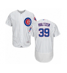 Men's Chicago Cubs #39 Danny Hultzen White Home Flex Base Authentic Collection Baseball Player Jersey