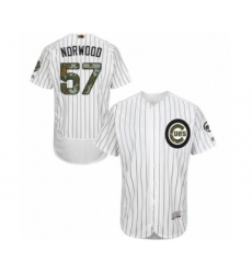 Men's Chicago Cubs #57 James Norwood Authentic White 2016 Memorial Day Fashion Flex Base Baseball Player Jersey