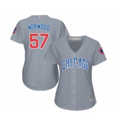 Women's Chicago Cubs #57 James Norwood Authentic Grey Road Cool Base Baseball Player Jersey