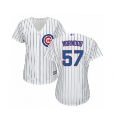 Women's Chicago Cubs #57 James Norwood Authentic White Home Cool Base Baseball Player Jersey