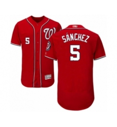 Men's Washington Nationals #5 Adrian Sanchez Red Alternate Flex Base Authentic Collection Baseball Player Jersey