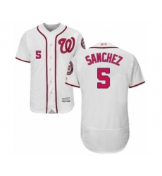 Men's Washington Nationals #5 Adrian Sanchez White Home Flex Base Authentic Collection Baseball Player Jersey