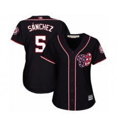 Women's Washington Nationals #5 Adrian Sanchez Authentic Navy Blue Alternate 2 Cool Base Baseball Player Jersey