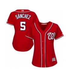 Women's Washington Nationals #5 Adrian Sanchez Authentic Red Alternate 1 Cool Base Baseball Player Jersey