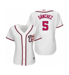 Women's Washington Nationals #5 Adrian Sanchez Authentic White Home Cool Base Baseball Player Jersey