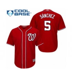Youth Washington Nationals #5 Adrian Sanchez Authentic Red Alternate 1 Cool Base Baseball Player Jersey