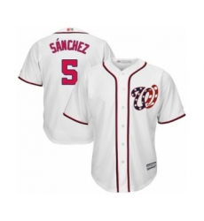 Youth Washington Nationals #5 Adrian Sanchez Authentic White Home Cool Base Baseball Player Jersey