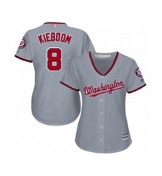 Women's Washington Nationals #8 Carter Kieboom Authentic Grey Road Cool Base Baseball Player Jersey