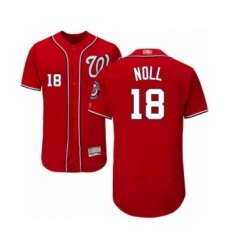 Men's Washington Nationals #18 Jake Noll Red Alternate Flex Base Authentic Collection Baseball Player Jersey