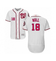 Men's Washington Nationals #18 Jake Noll White Home Flex Base Authentic Collection Baseball Player Jersey