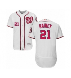 Men's Washington Nationals #21 Tanner Rainey White Home Flex Base Authentic Collection Baseball Player Jersey