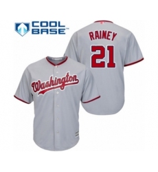 Youth Washington Nationals #21 Tanner Rainey Authentic Grey Road Cool Base Baseball Player Jersey
