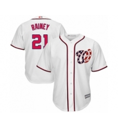 Youth Washington Nationals #21 Tanner Rainey Authentic White Home Cool Base Baseball Player Jersey