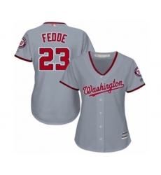 Women's Washington Nationals #23 Erick Fedde Authentic Grey Road Cool Base Baseball Player Jersey